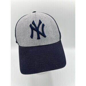 New York Yankees New Era Curved Brim Stretch Fit Hat -Gray/Navy Blue one size